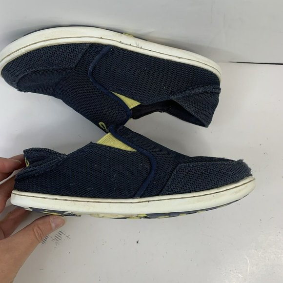 Olukai Nohea Mesh Casual Slip On Loafer Navy Green Logo Shoe Youth Boy Size 1 B1 - Picture 4 of 12